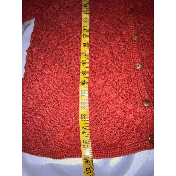 Marisa Christina Cardigan Knitted by Hand - Size XL - Beautiful Pattern & Color - Picture 10 of 11